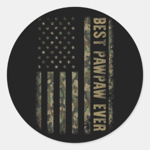 Sticker Rond Meilleur Pawpaw jamais Camouflage Drapeau américai