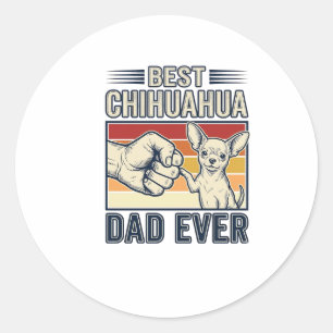 Sticker Rond Meilleur père Chihuahua de tous les temps Design d
