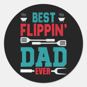 Sticker Rond Meilleur Père Flippin Jamais Fête des pères Barbec