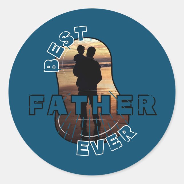 Sticker Rond Meilleur Père jamais (Devant)