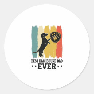 Sticker Rond Meilleur père teckel de tous les temps Vintage Bas