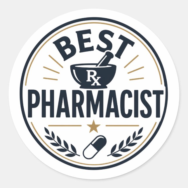 Sticker Rond Meilleur Pharmacien (Devant)