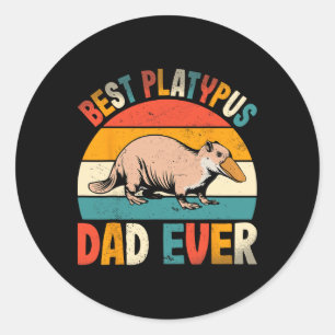 Sticker Rond Meilleur Platypus Papa Jamais Rétro Platypus Lover