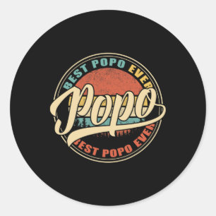 Sticker Rond Meilleur Popo Jamais Vintage Retro Dons Drôle Papa