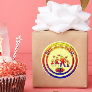 Sticker Rond Meilleur prix de maman Rainbow Family
