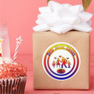 Sticker Rond Meilleur prix de maman Rainbow Family