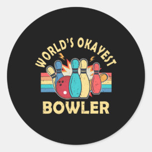 Sticker Rond Meilleur quilleur moyen du monde hommes femmes Amo