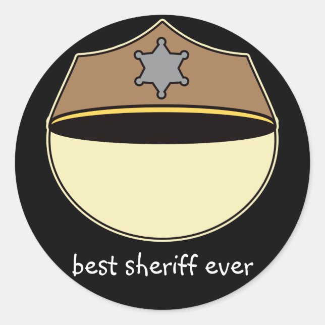 Sticker Rond Meilleur Sheriff Personnalisé (Devant)