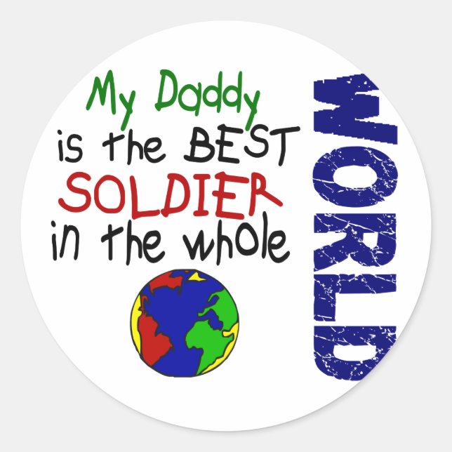 Sticker Rond Meilleur Soldat Dans Le Monde 2 (Papa) (Devant)