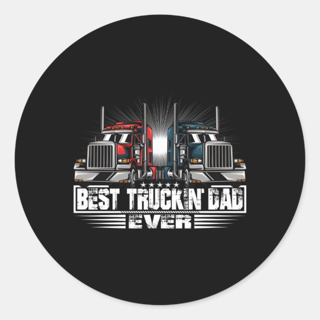 Sticker Rond Meilleur Trucking Papa Jamais- Chauffeur Camion (Devant)