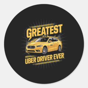 Sticker Rond Meilleur Uber Driver Jamais Uber Driver Funny 1