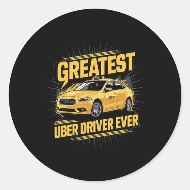 Sticker Rond Meilleur Uber Driver Jamais Uber Driver Funny 1 (Devant)