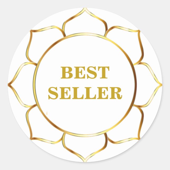 Sticker Rond Meilleur vendeur Fleur de Lotus doré (Devant)