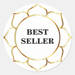 Sticker Rond Meilleur vendeur Golden Lotus Flower