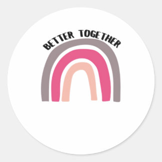 Sticker Rond Meilleure esthétique joyeuse arc-en-ciel ensemble