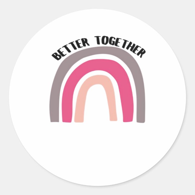 Sticker Rond Meilleure esthétique joyeuse arc-en-ciel ensemble (Devant)