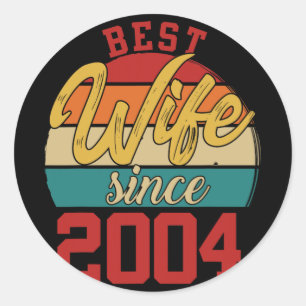 Sticker Rond Meilleure femme depuis 2004 Epic Couple 20e Mariag