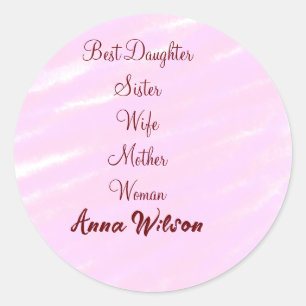 Sticker Rond Meilleure femme mère épouse fille ajouter nom text