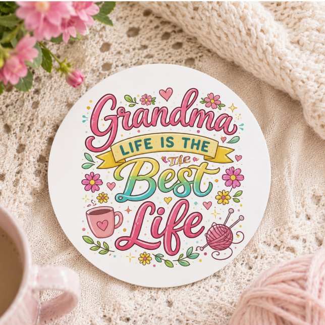 Sticker Rond Meilleure Grand-mère du Monde | Joyeuse Fête des G (Best Grandma Ever | Happy Grandparents Day Cute Classic Round Sticker)
