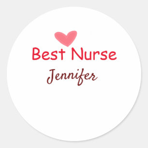 Sticker Rond Meilleure infirmière jamais ajouter nom texte hôpi