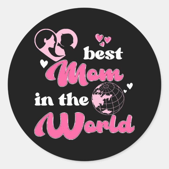 Sticker Rond Meilleure Maman du Monde Fête des Mères (Devant)