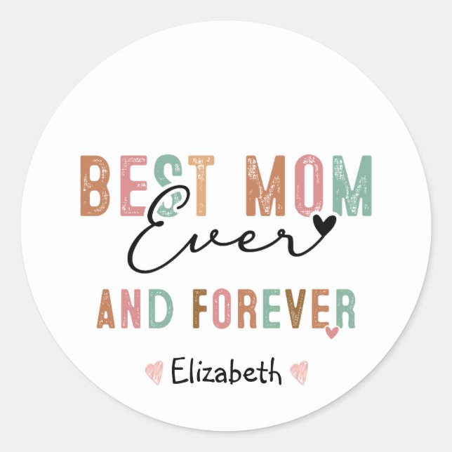 Sticker Rond Meilleure Maman Ever  Script Rétro Maman Groovy  (Devant)