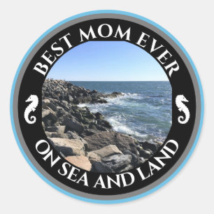 Sticker Rond Meilleure maman Jamais Bleu Océan Atlantique Rocky