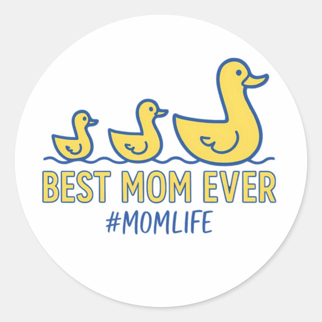 Sticker Rond Meilleure Maman Jamais Canard Famille Mignonne Mèr (Devant)