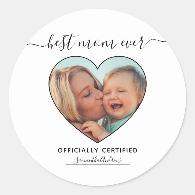 Sticker Rond Meilleure maman Jamais Certificat officiel Fête de (Devant)