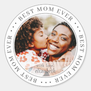 Sticker Rond Meilleure maman jamais classique photo simple