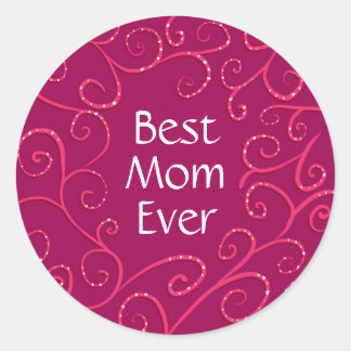 Sticker Rond Meilleure maman jamais élégante pivots rose modern