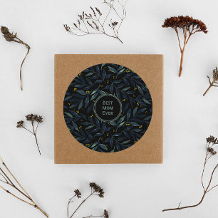 Sticker Rond Meilleure maman jamais élégantes branches florales