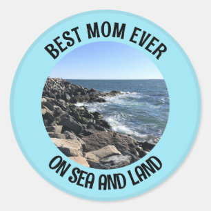 Sticker Rond Meilleure maman jamais photo de l'océan Atlantique