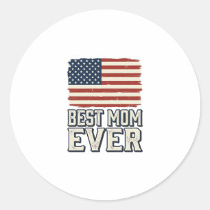 Sticker Rond Meilleure Maman Vintage Drapeau Américain Design d