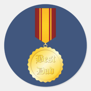Sticker Rond Meilleure médaille papa Broch Fête du Père