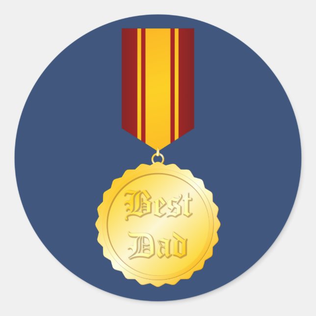 Sticker Rond Meilleure médaille papa Broch Fête du Père (Devant)