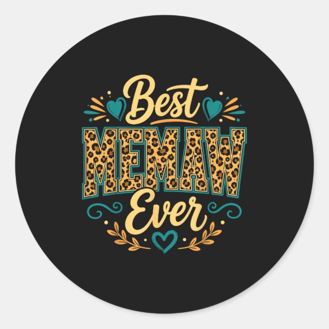 Sticker Rond Meilleure Memaw Jamais Grand-mère Léopard  (Devant)