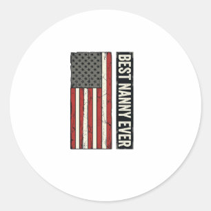Sticker Rond Meilleure Nounou Patriote Vintage Drapeau Chemise
