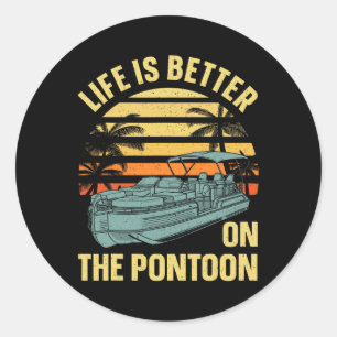 Sticker Rond Meilleure œuvre d'art de capitaine de ponton pour