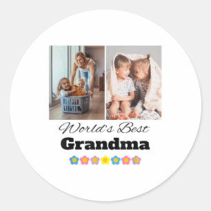 Sticker Rond Meilleure photo grand-mère personnalisée - Personn