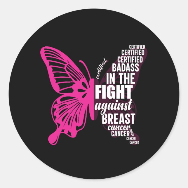 Sticker Rond Meilleure sensibilisation au cancer du sein (Devant)