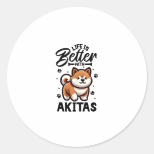 Sticker Rond Meilleure vie avec Akita