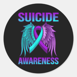 Sticker Rond Meilleures ailes de sensibilisation au suicide heu