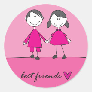 Sticker Rond meilleures amies collant rose