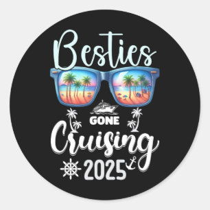 Sticker Rond Meilleures amies en croisière 2025 Filles Correspo