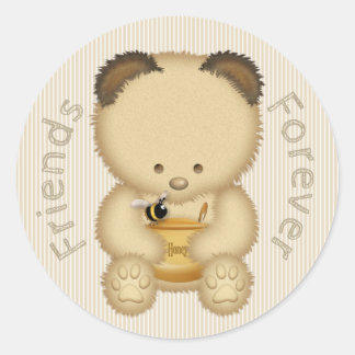 Sticker Rond Meilleurs Amis Mignonne Ours De Miel