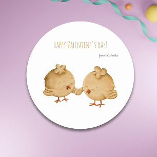 Sticker Rond Meilleurs Amis Oiseaux Saint Valentin