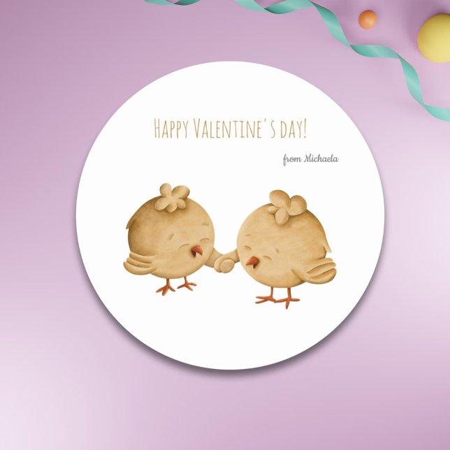 Sticker Rond Meilleurs Amis Oiseaux Saint Valentin (Créateur téléchargé)
