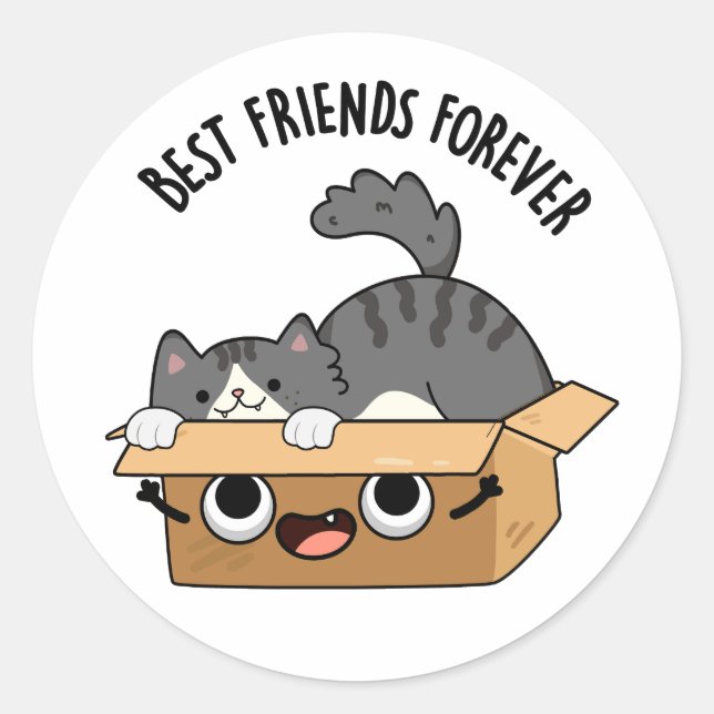 Sticker Rond Meilleurs Amis Pour Jamais Drôle Chat Et Camion (Devant)