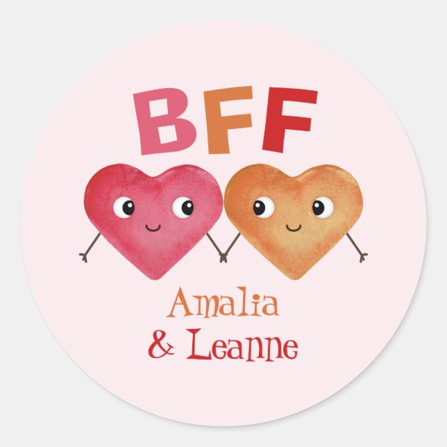 Sticker Rond Meilleurs amis pour toujours BFF cœur mignon coupl (Devant)